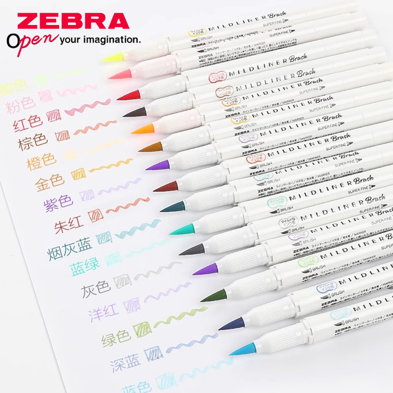 Zebra Pen Mildliner - ZEBRA 양면 마커 브러시 펜, 부드러운
