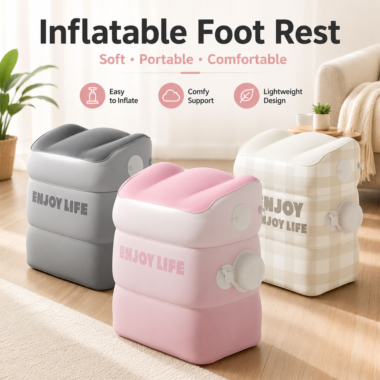Office Footrest Cushion - 비행기 여행용 1PC 에어 주입식 발