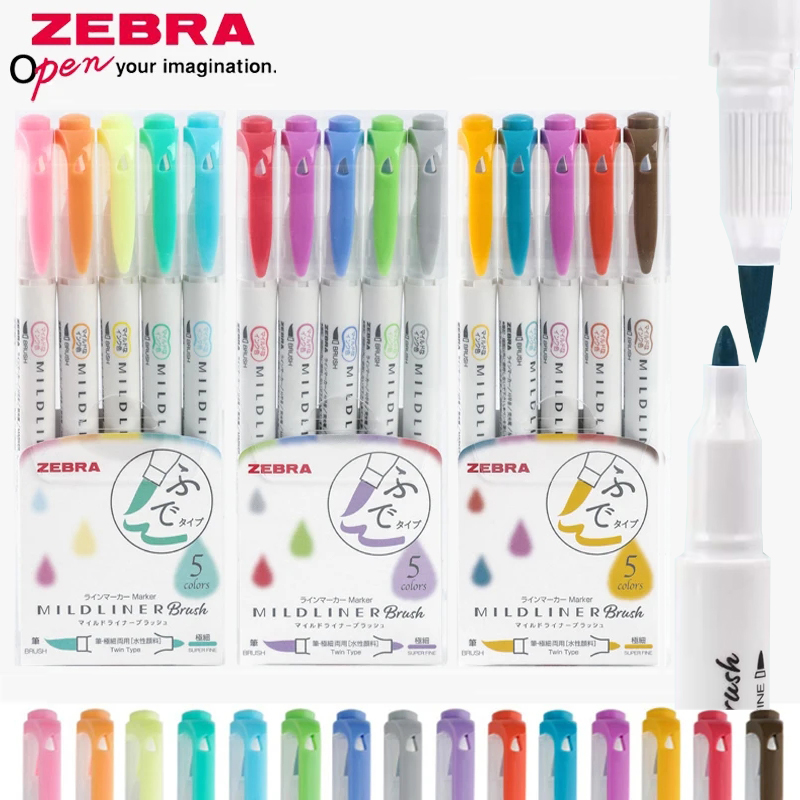 Zebra Pen Mildliner - 얼룩말 하이라이터 WFT8 밀드라이너 브러시 마크