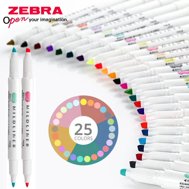 Zebra Pen Mildliner - 25가지 색상 일본 ZEBRA 마일드라이너 형광펜