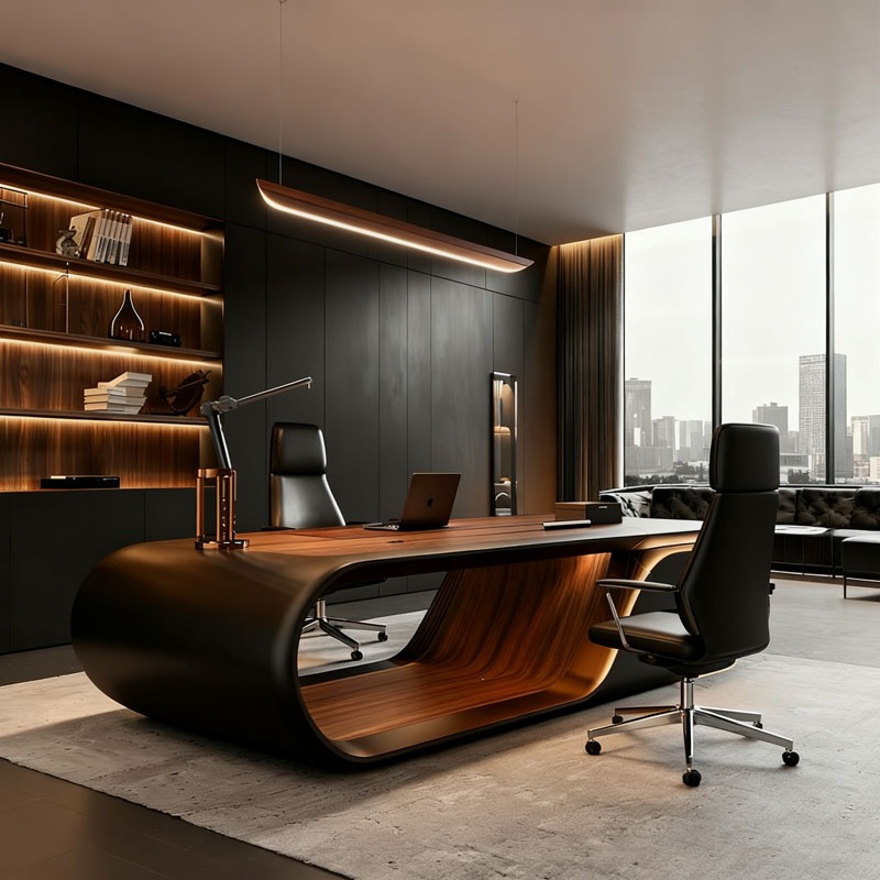 고급 모던 L자형 임원용 책상 갈색 원목 사무용 가구  - Office Furniture Manufacturers 리뷰 및 가격