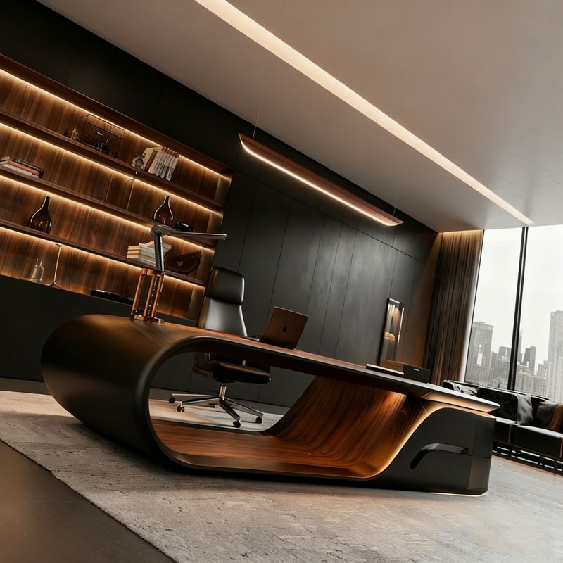 고급 모던 L자형 임원용 책상 갈색 원목 사무용 가구  - Office Furniture Manufacturers 리뷰 및 가격