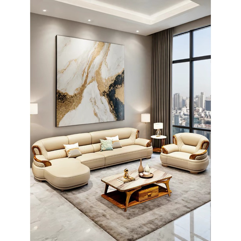 새로운 중국식 흑단 가죽 소파 코너 첫 번째 레이어 소 - Office Furniture Luxury 리뷰 및 가격