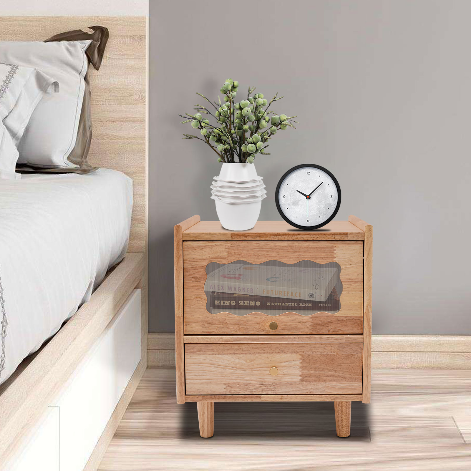 2단 침대 옆 수납장 고무나무 유리 나이트스탠드 서랍  - Office Furniture For Small Spaces 리뷰 및 가격
