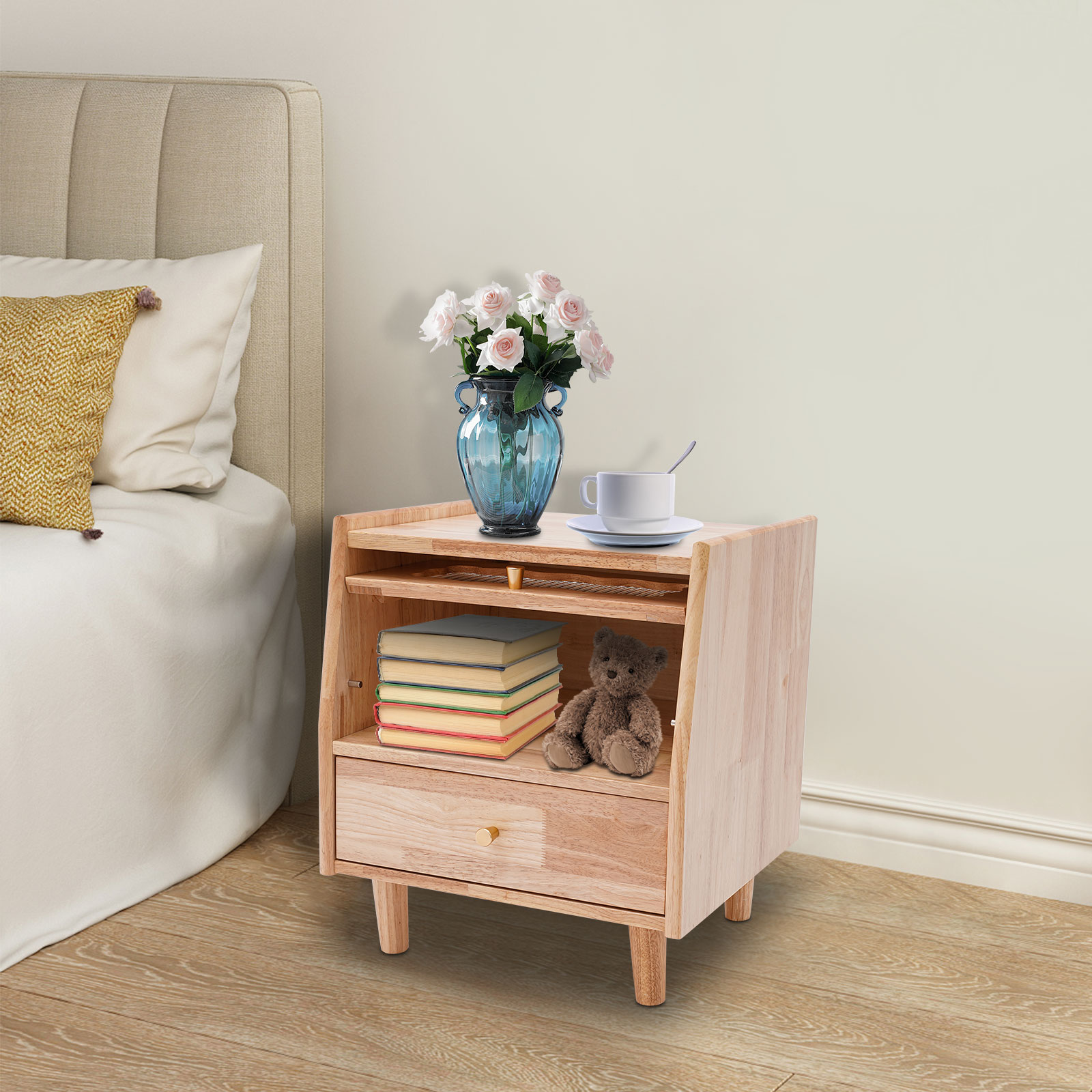 2단 침대 옆 수납장 고무나무 유리 나이트스탠드 서랍  - Office Furniture For Small Spaces 리뷰 및 가격