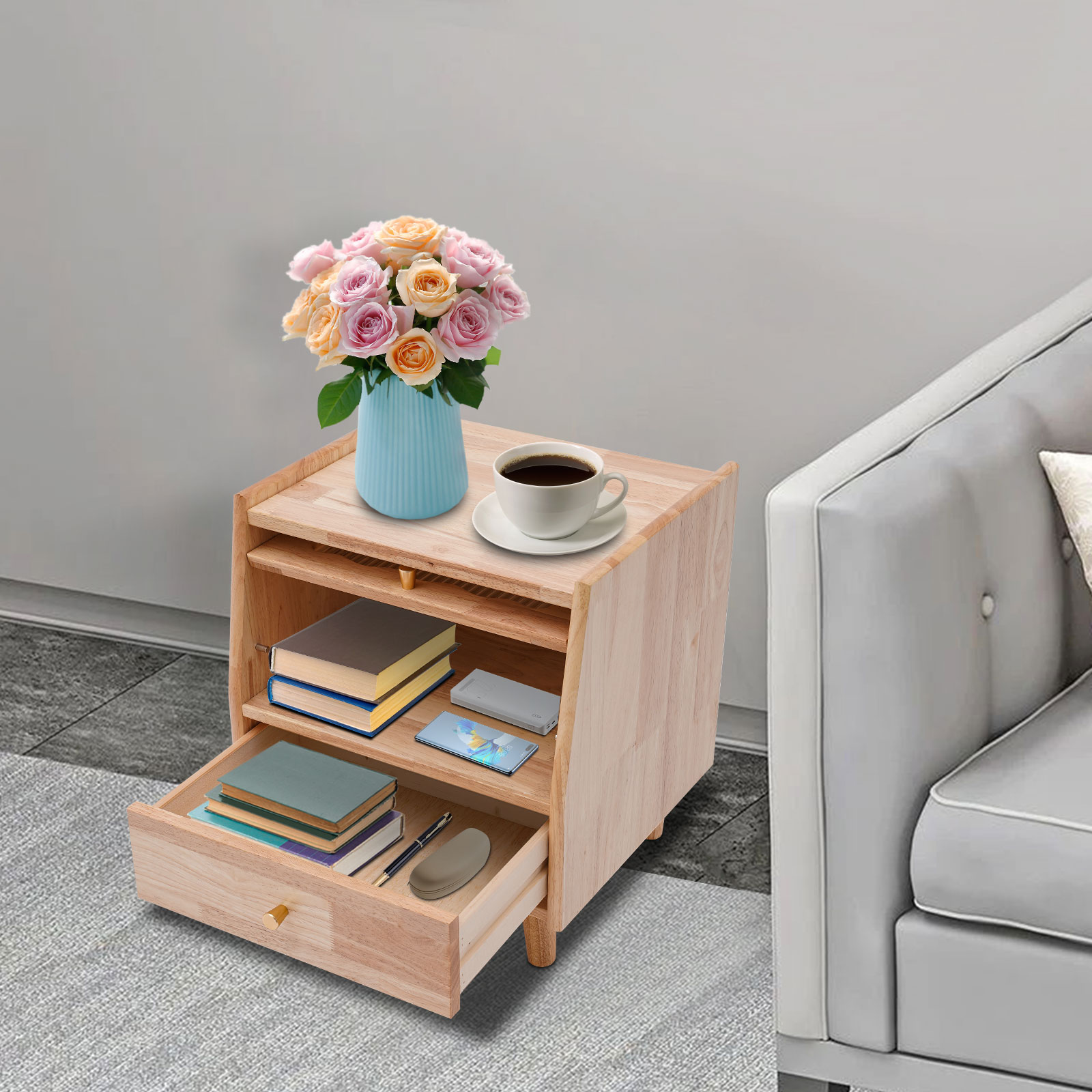 2단 침대 옆 수납장 고무나무 유리 나이트스탠드 서랍  - Office Furniture For Small Spaces 리뷰 및 가격