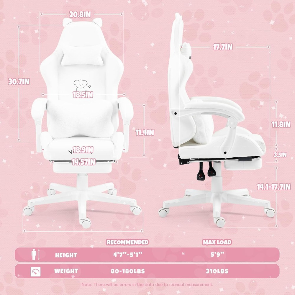 요추 쿠션과 장식용 귀가 있는 귀여운 게임 의자, 발판 - Office Footrest Cushion 리뷰 및 가격