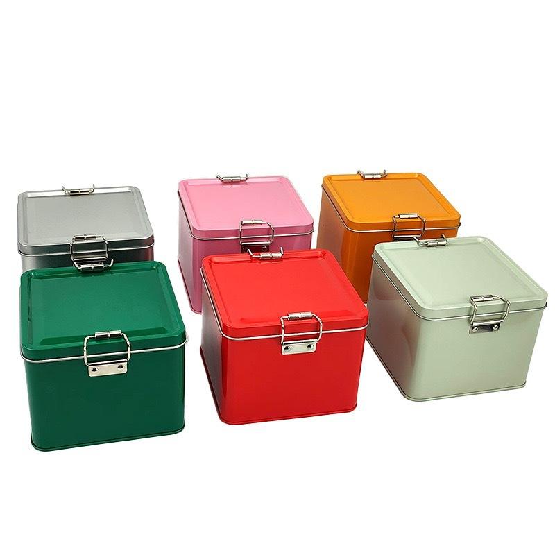 정사각형 양철 쿠키 통 뚜껑이 있는 방진 홈 키친 데스 - Locker Storage Metal 리뷰 및 가격