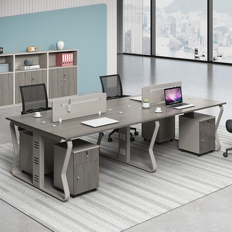 직원 사무실 책상 및 의자 세트 심플 모던 4인용 스크 - Office Furniture Manufacturers 리뷰 및 가격