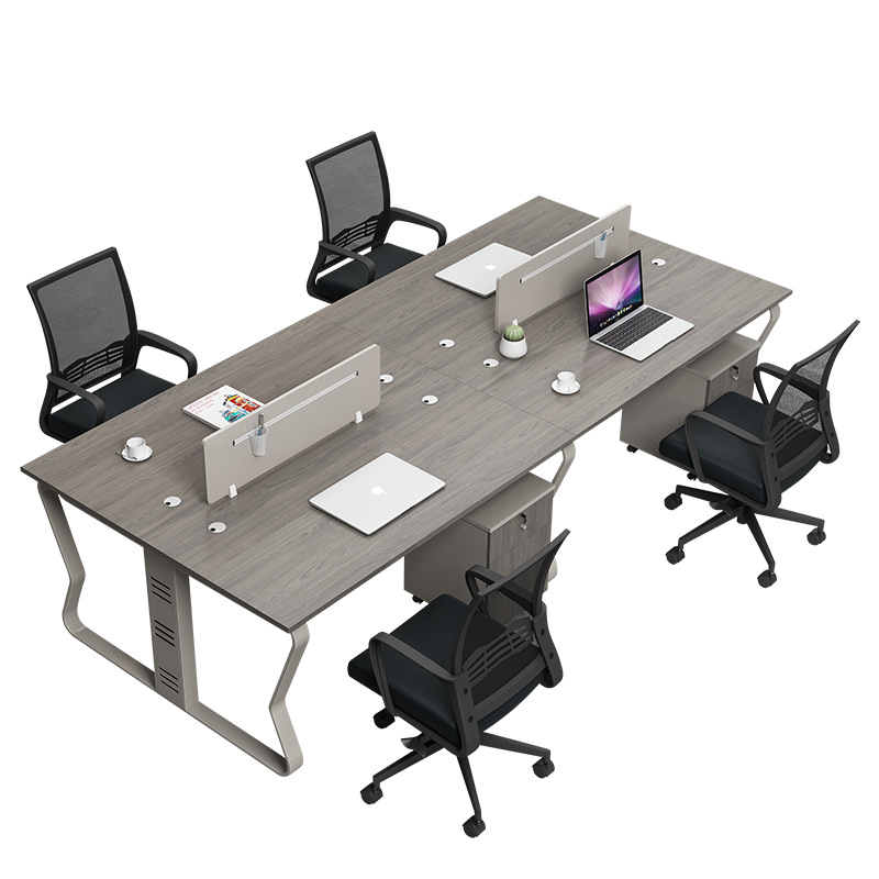 직원 사무실 책상 및 의자 세트 심플 모던 4인용 스크 - Office Furniture Manufacturers 리뷰 및 가격